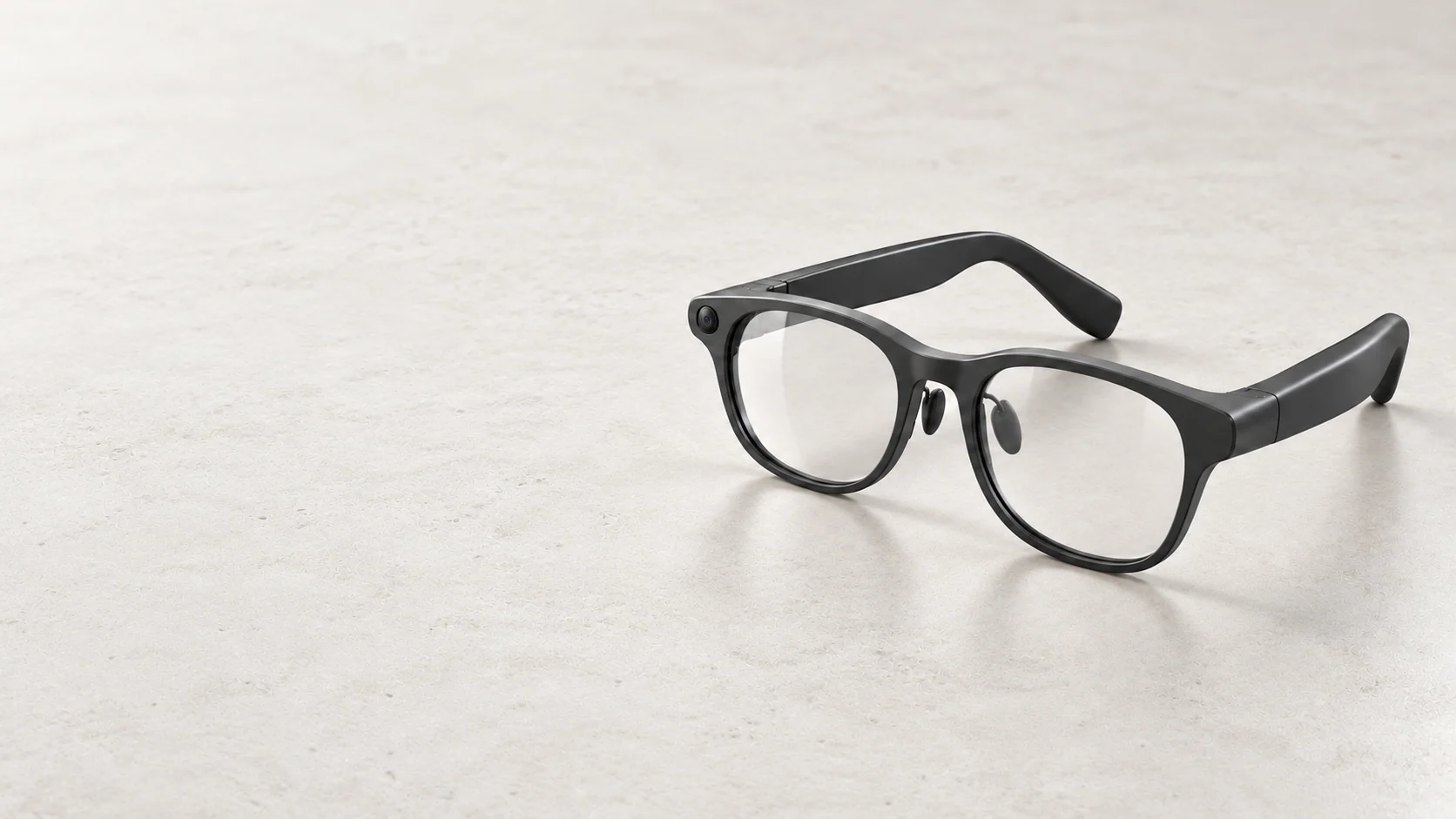 Polished graphite wearable glasses design visualization in the original front three-quarter view